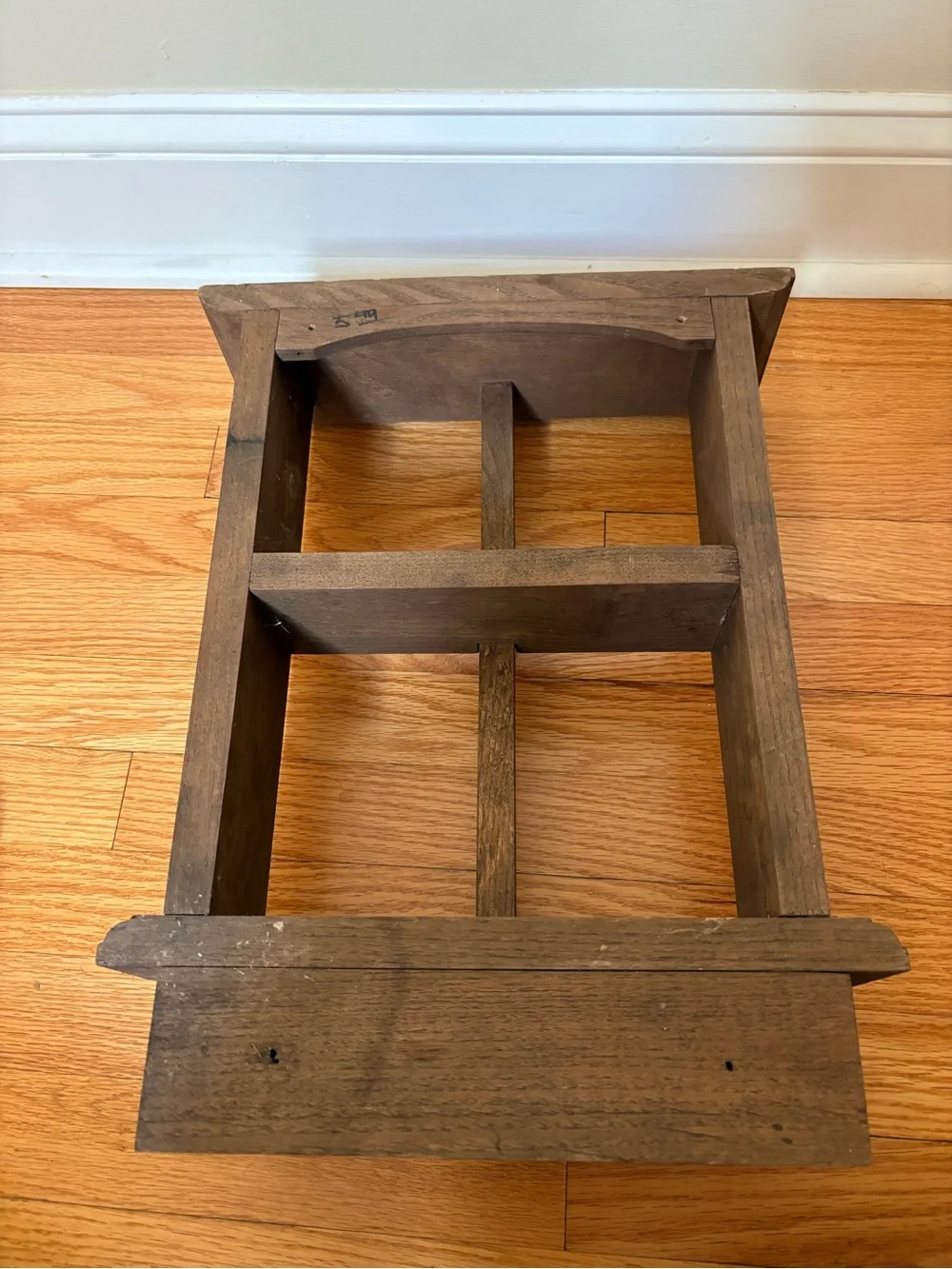 Rustic Brown Wall Shelf with Window-Style Design